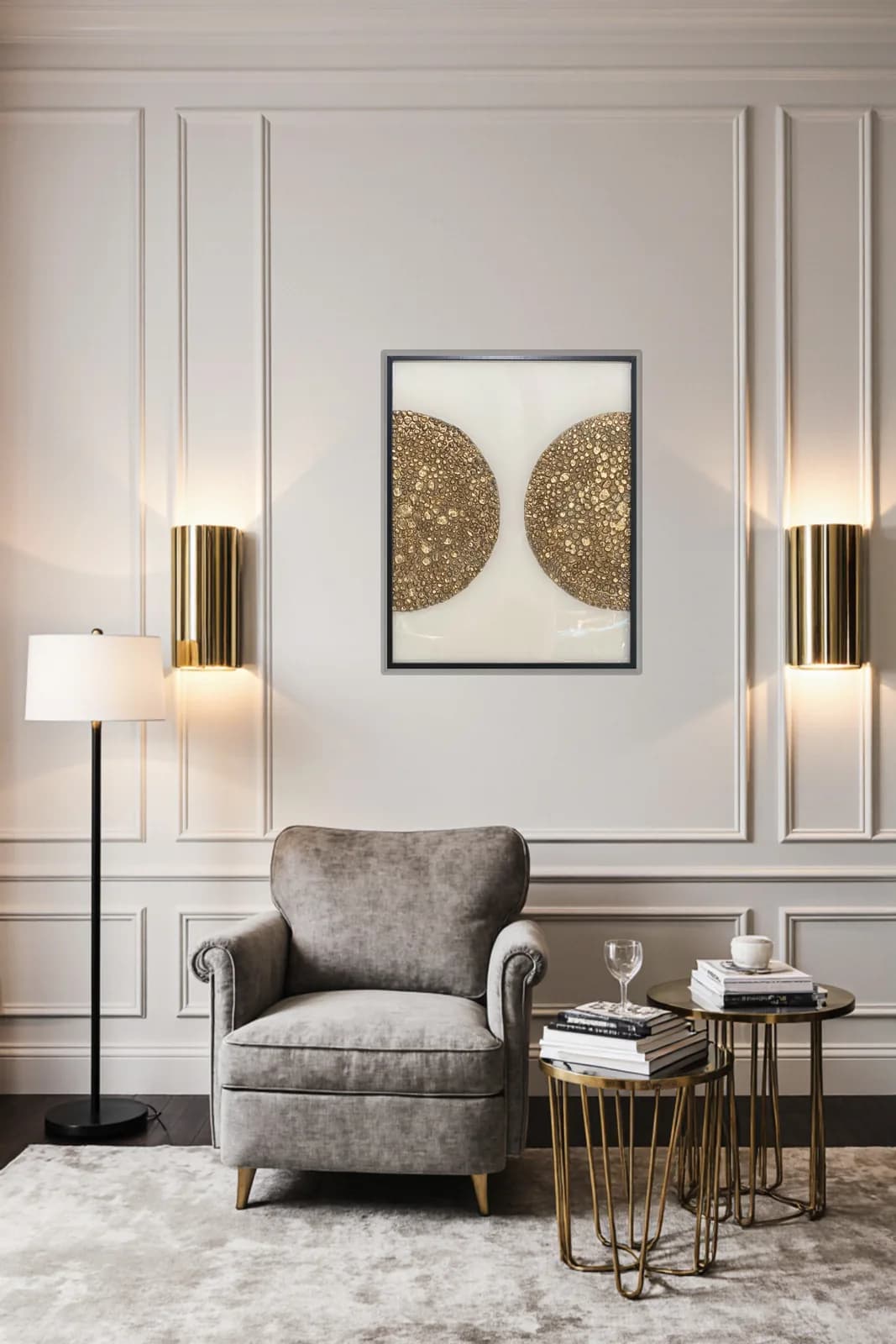 Artwork by Daria in an interior presentation visualization by GVA