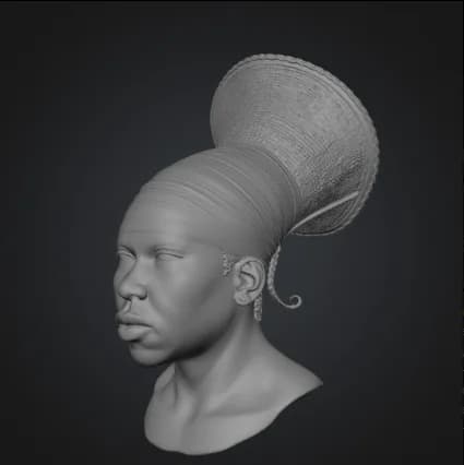 Head mesh 1. AI-generated head mesh used during Serg Ko form research.